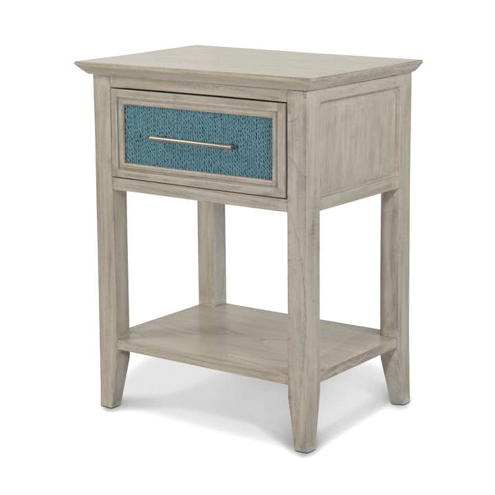 Ocean Isles 1 Drawer Nightstand w/ USB A Blue/Ivory Finish for wholesale by Lux Lighting