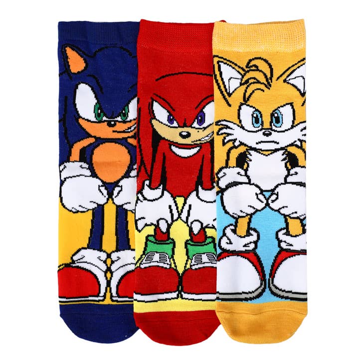 Bioworld Merchandising - Wholesale Socks - Kids - Sonic The Hedgehog Characters Youth 3-Pack 360 Crew Socks1