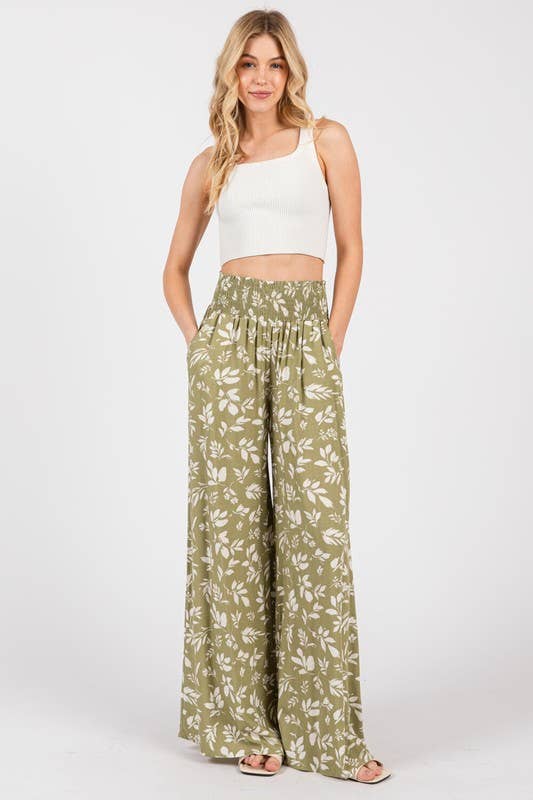 Final Touch - Wholesale Pants - Women's - Wide Smock Waist Wide Leg Pants - VNP70263B57