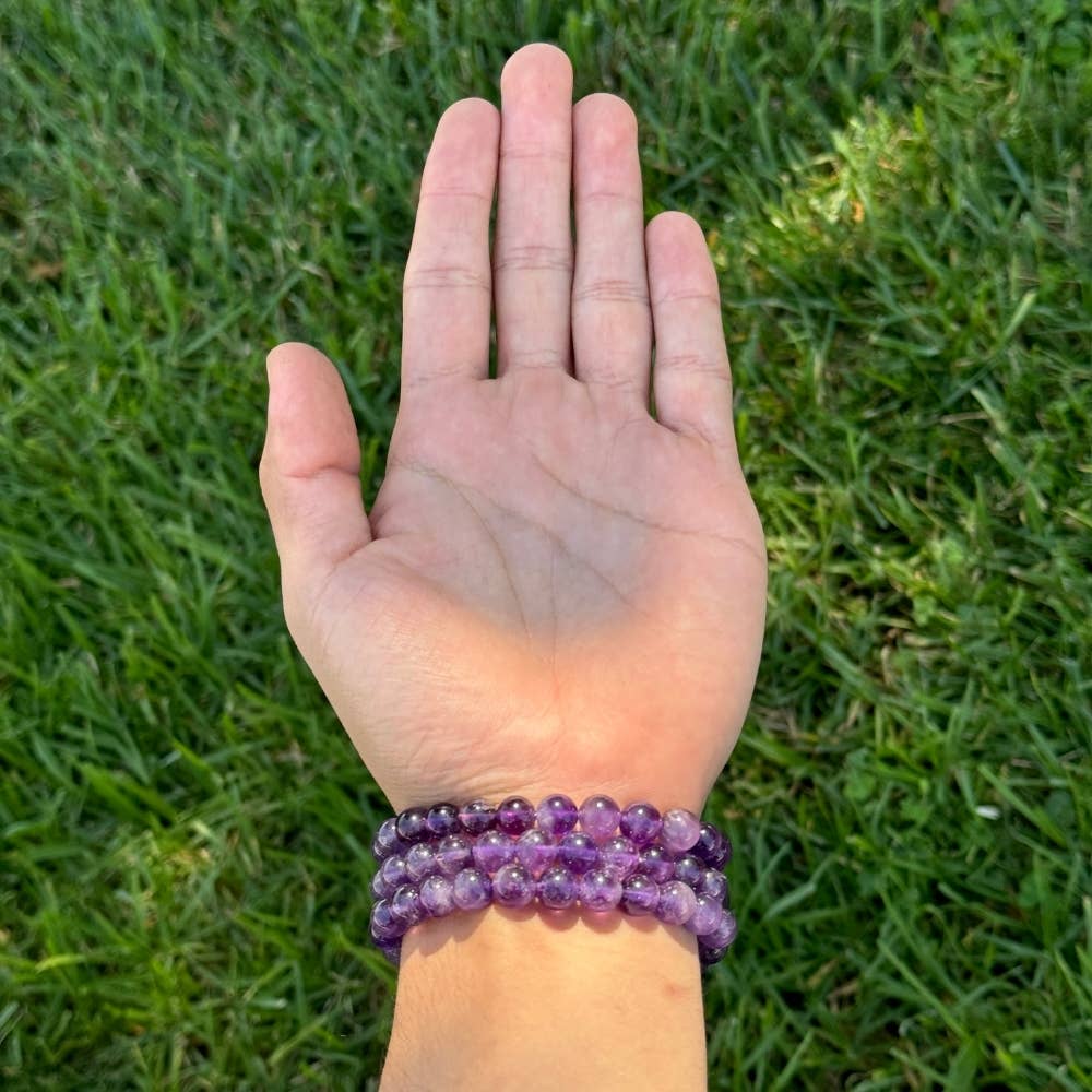 Earths Elements Wholesale - Wholesale Beaded Bracelet - Crystal Bracelet - 8mm Amethyst, pack of 52