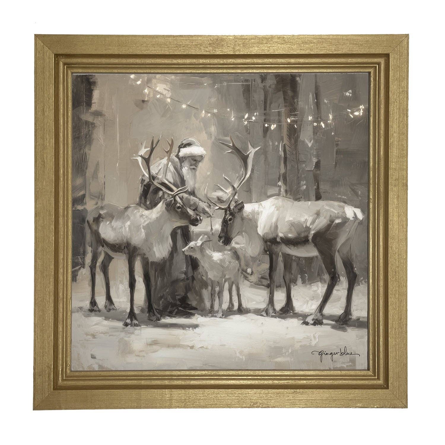ginger blue - Vente Art mural pour les fêtes - Père Noël et rennes sous les lumières de Noël13