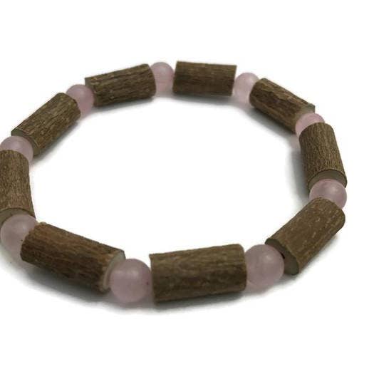 Baltic Essentials - Wholesale Beaded Bracelet - 7.5 6.5" Hazelwood Heart burn, reflux, Eczema Pink Quartz Rose Bracelet