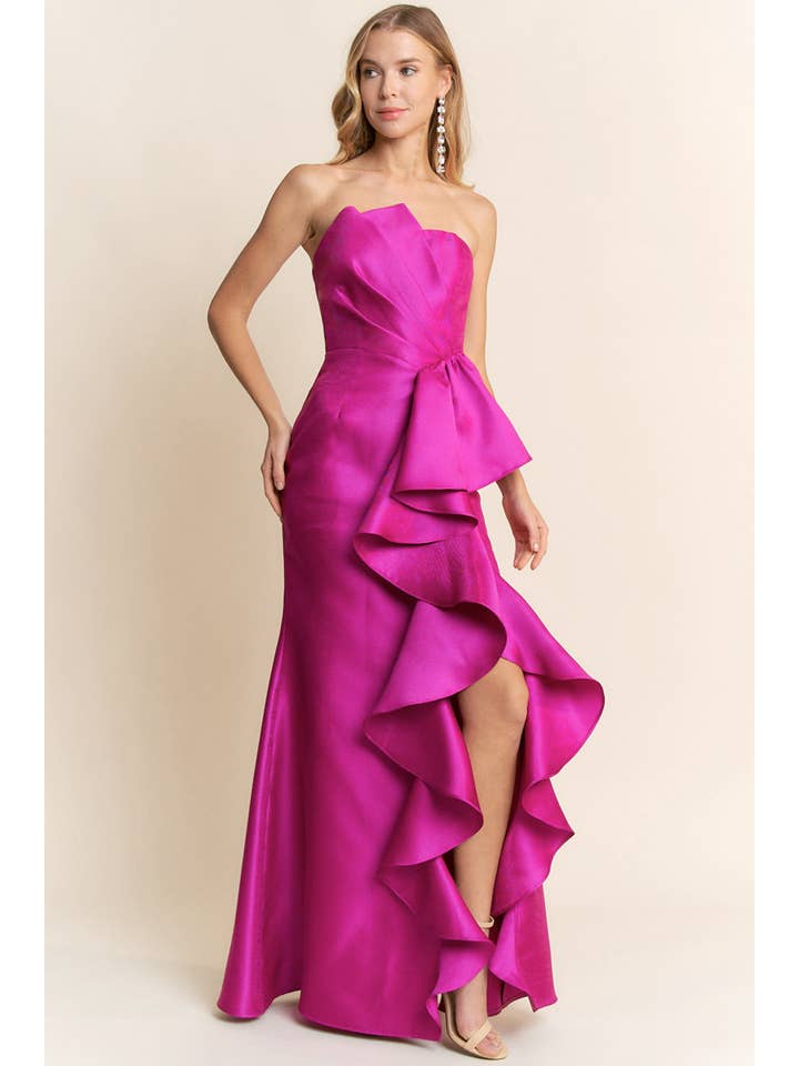 Maniju - Wholesale Dress - Women's - MF22533-TIERED RUFFLES MAXI DRESS0