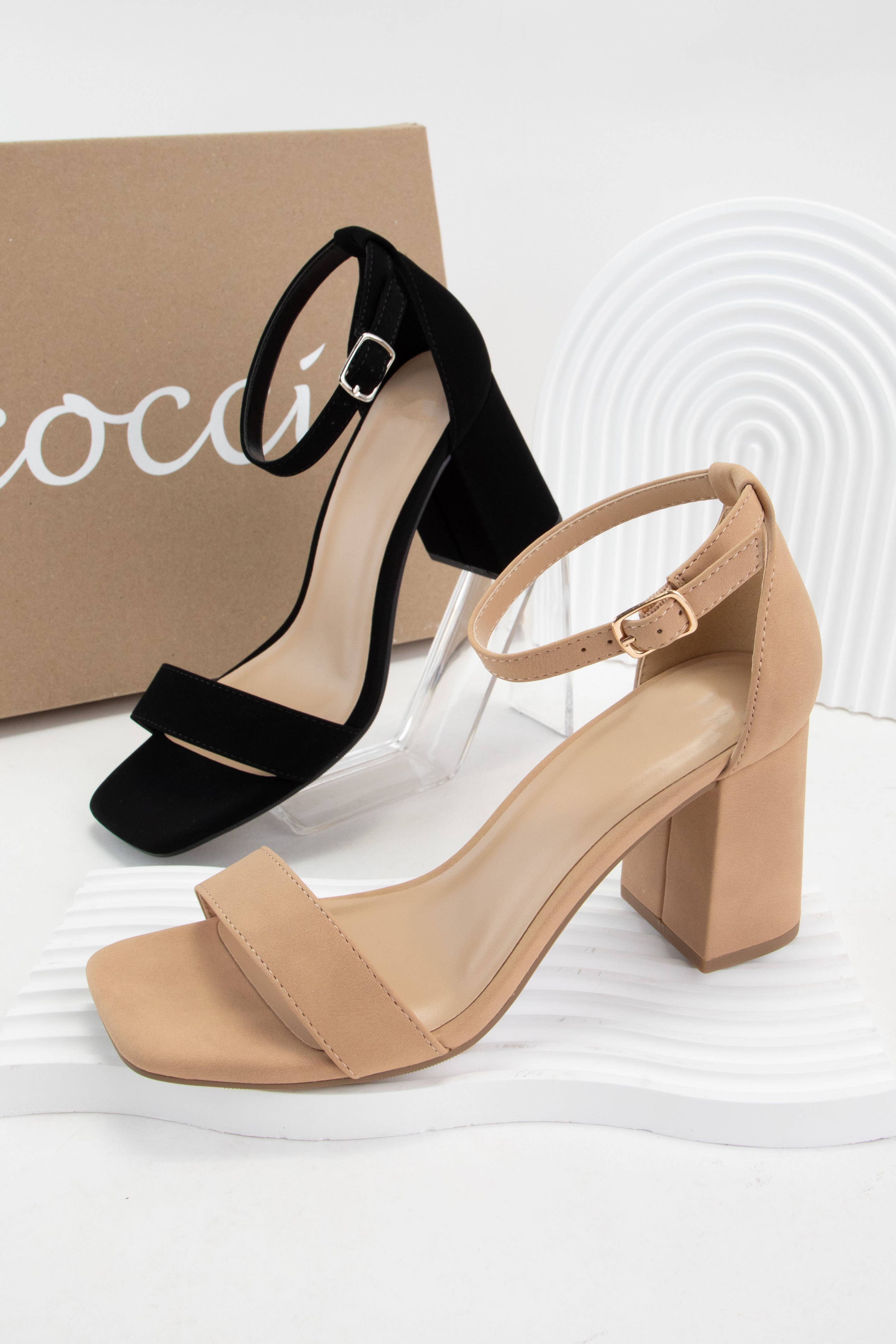 CCOCCI – wholesale High heels – Women’s – LARCH OPEN TOE ANKLE WRAP BLOCK PUMPS9
