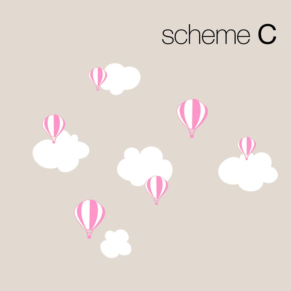 Simple Shapes - Wholesale Wall Decal/Stickers - Hot Air Balloon Decals with Clouds Wall2