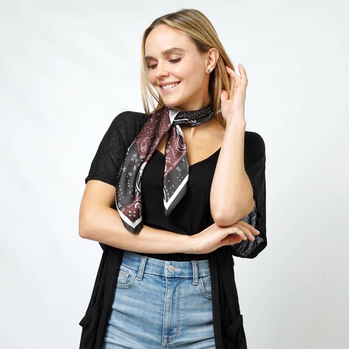 Fashion City – Engroshandel Tørklæde - Dame – Paisley Print Satin firkantet tørklæde/hovedindpakning/rørtop5
