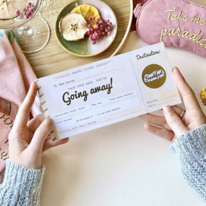 Going Away Boarding Pass Scratch Card for wholesale by Rodo Creative