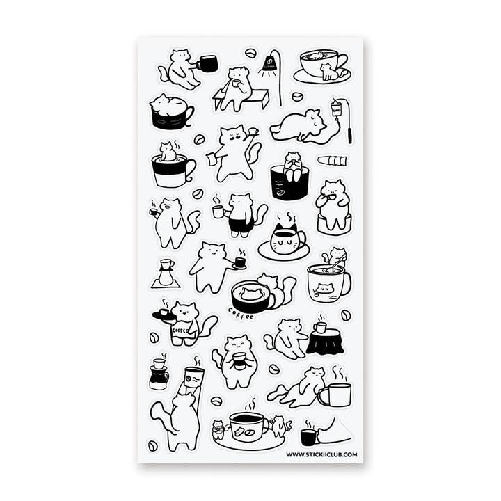Caffeine Cats 2 Sticker Sheet for wholesale by STICKII