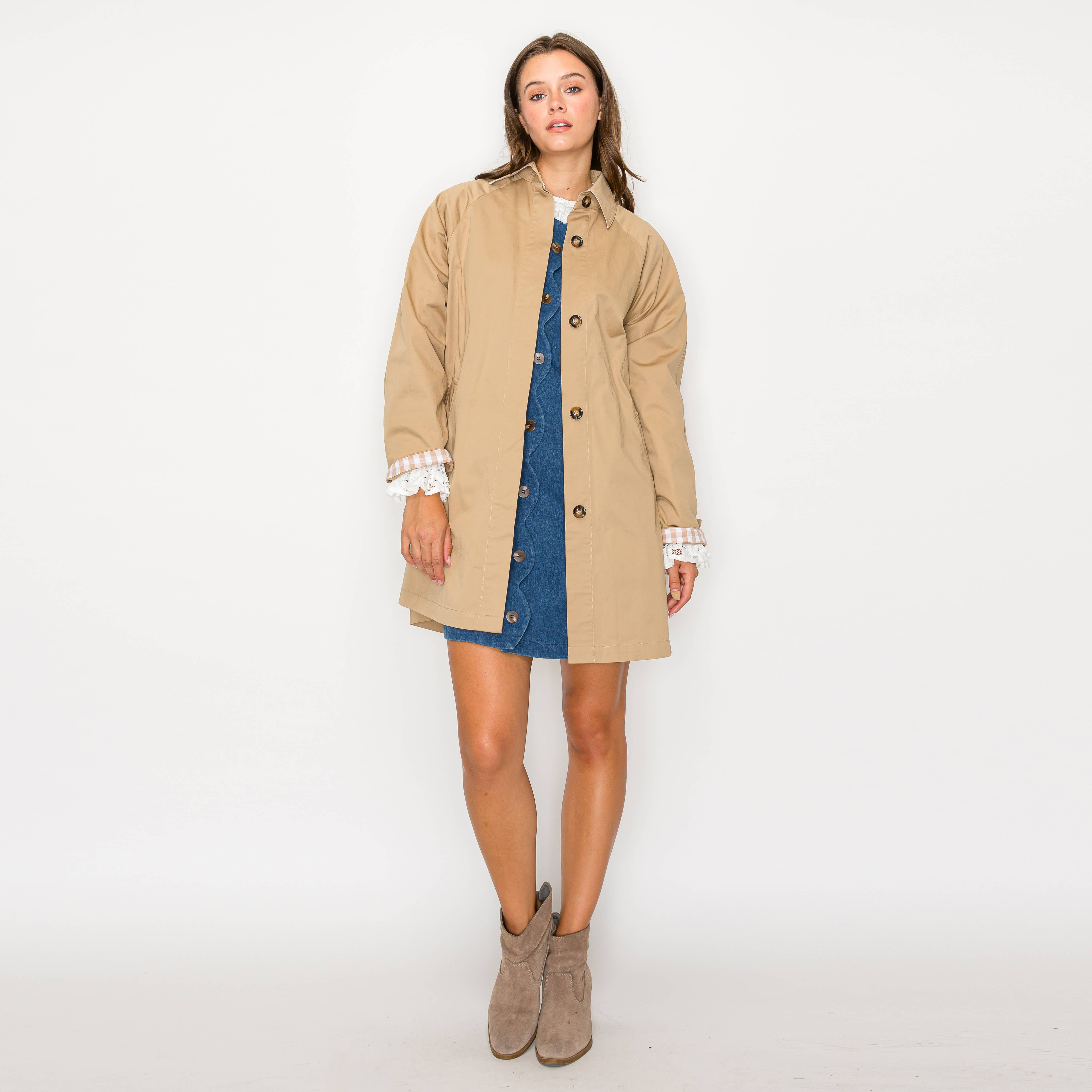 LoveWednesday – Blusão - Mulher por atacado – Trench coat francês oversized - LWJ111211