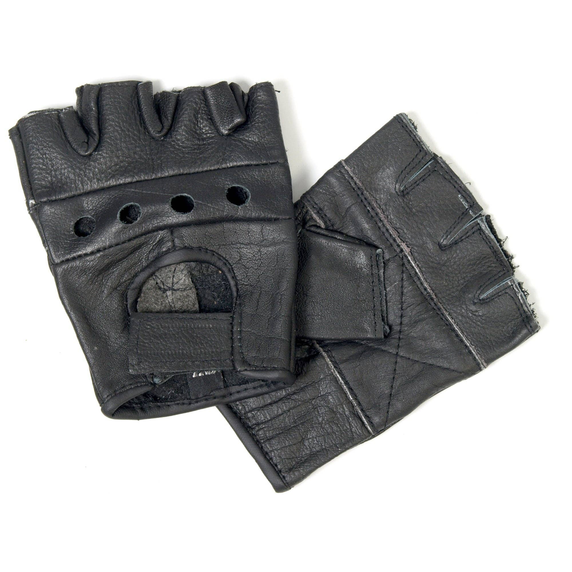 BLK Guantes de piel sin dedos Hot Leathers GVM1004 sin forro con palma acolchada de venta al por mayor en Faire1