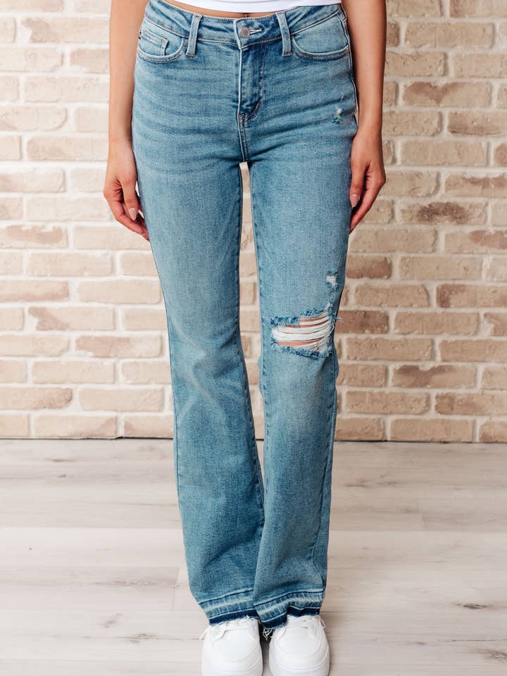 Avenue Wholesale - Wholesale Jeans - Women's - Judy Blue Mid Rise Distressed Released Hem Bootcut Jeans