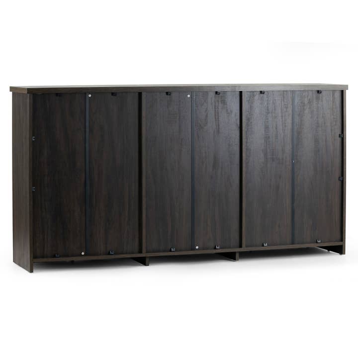 Glamour Home - Vente Armoire - Buffet en bois de noyer brun Bistra avec portes en rotin3
