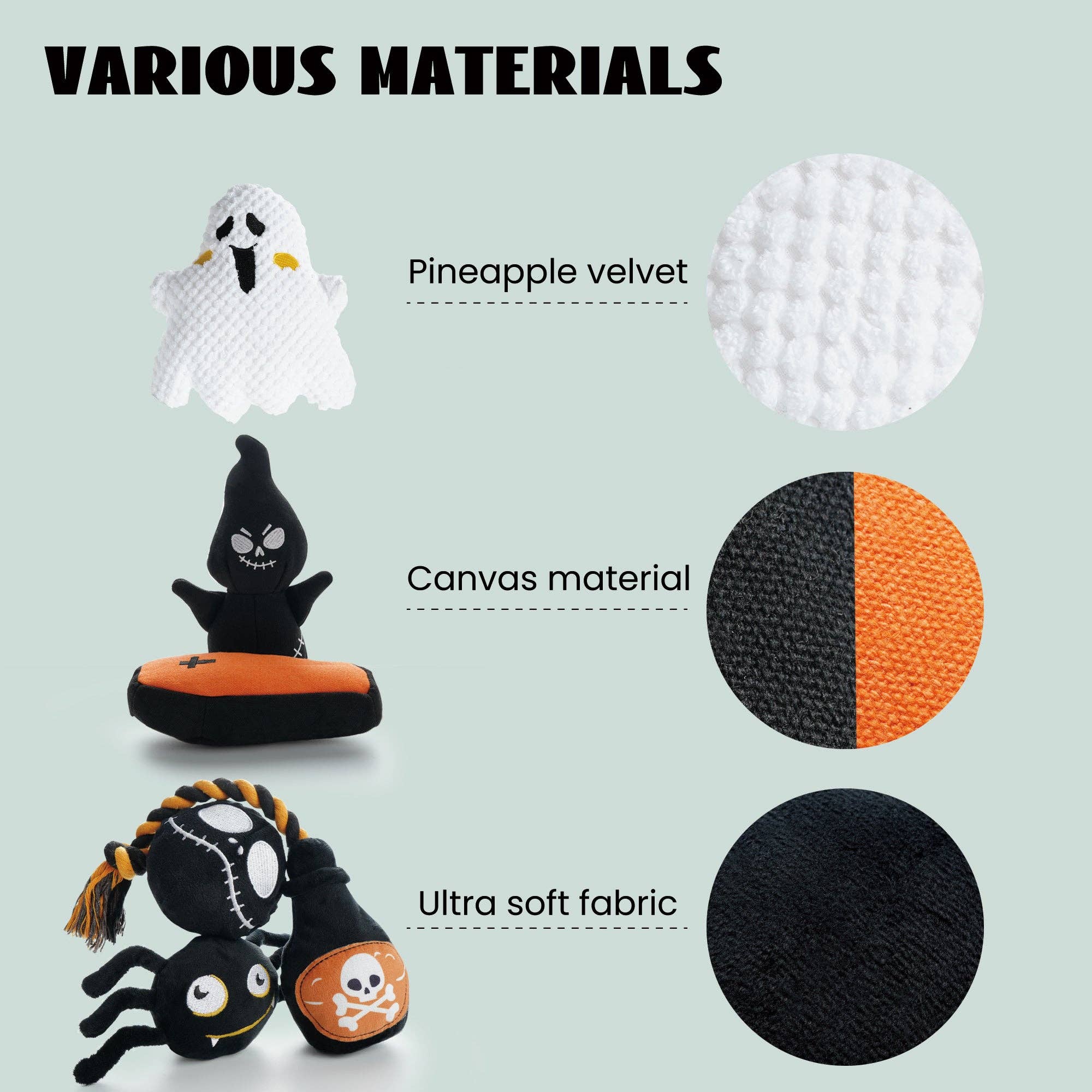 Nocciola - Wholesale Pet Squeaky Toy - Dog - Nocciola 6 PCS Halloween Dog Squeaky Toys for Aggressive chewers4