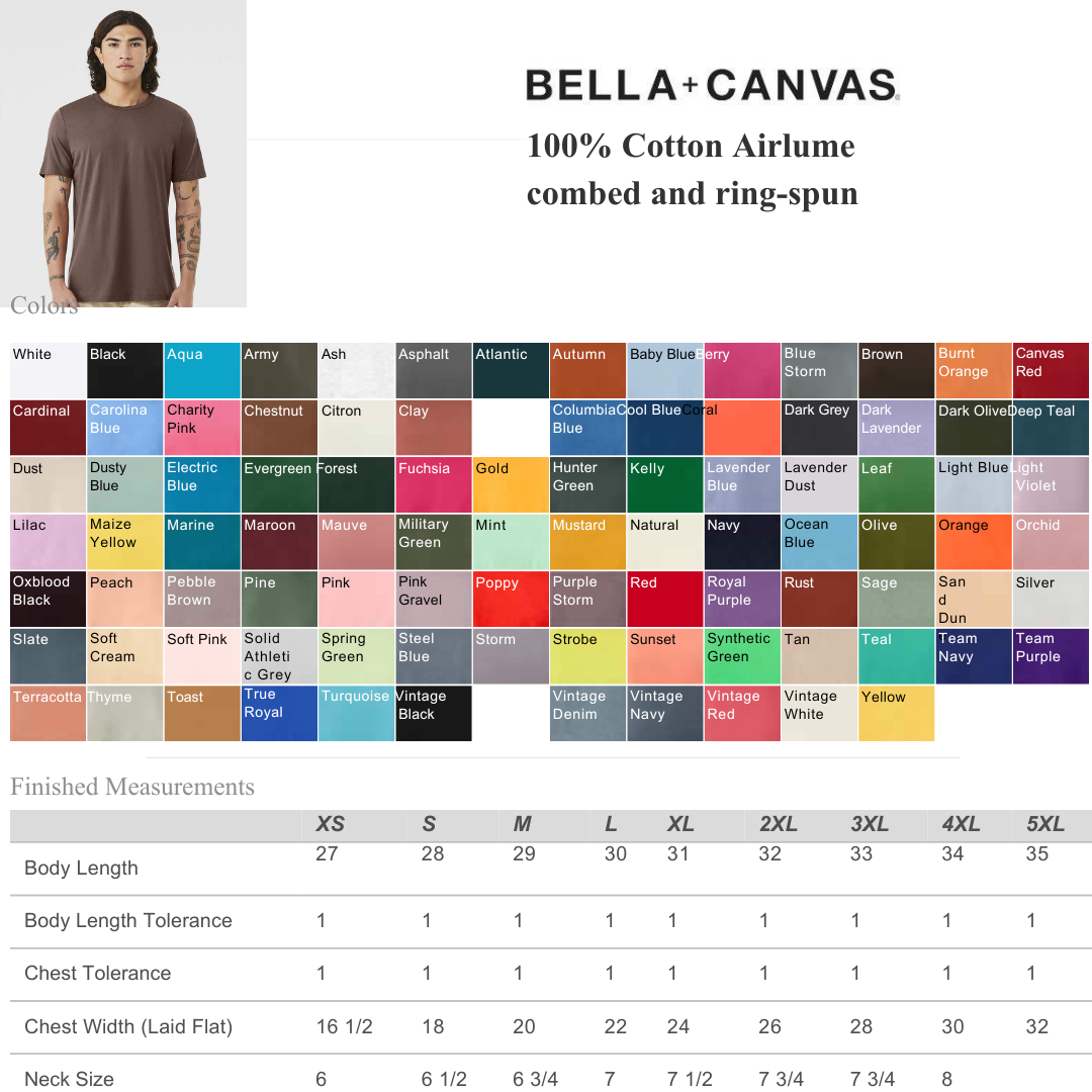 MYES BULK APPAREL - Vente T-shirt – unisexe - T-shirt unisexe en jersey – Bella + Canvas coton doux Airlume19