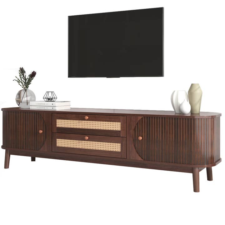 HOMYCASA DESIGN INC - Wholesale Console Table - 66.93'' Farmhouse Rattan TV Stand for TVs Up to 75''3