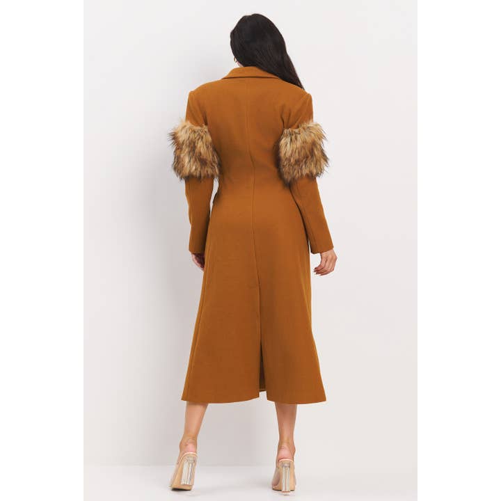 The Sang - Wholesale Coat - Women's - SLEEVE FAUX FUR ATTACHED MAXI COAT