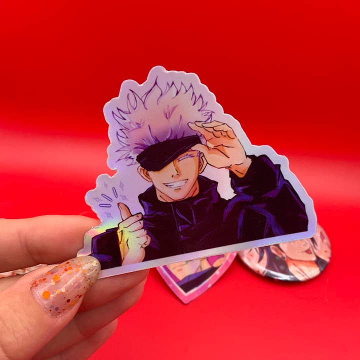 Elegant Potato Anime - Wholesale Sticker - JJK Gojo Thumbs Up Sticker  - Holographic Waterproof Â