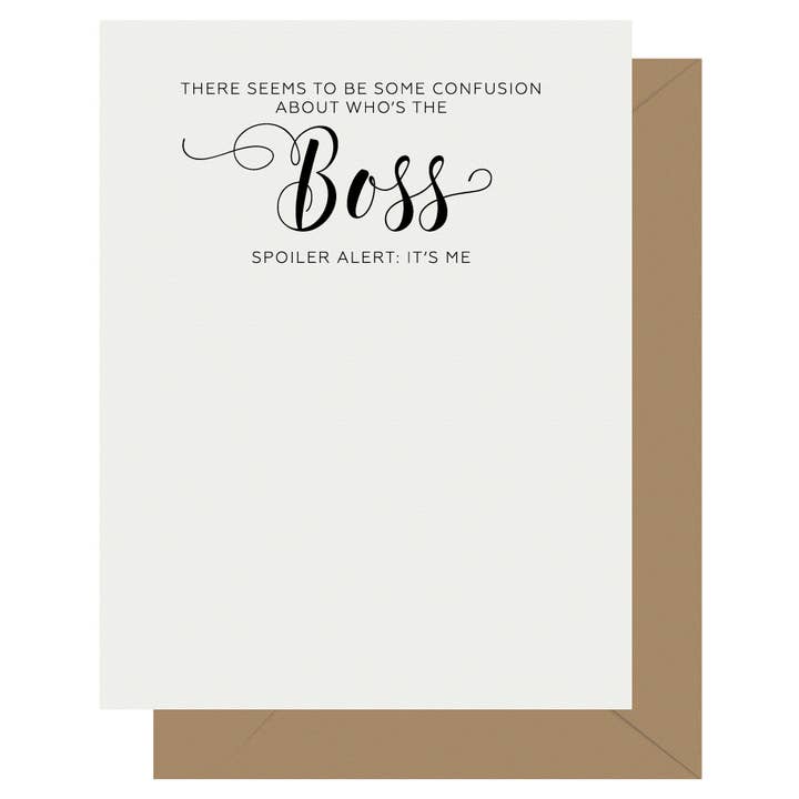 Crass Calligraphy Boss Letterpress Greeting Card for wholesale by Letterpress Jess