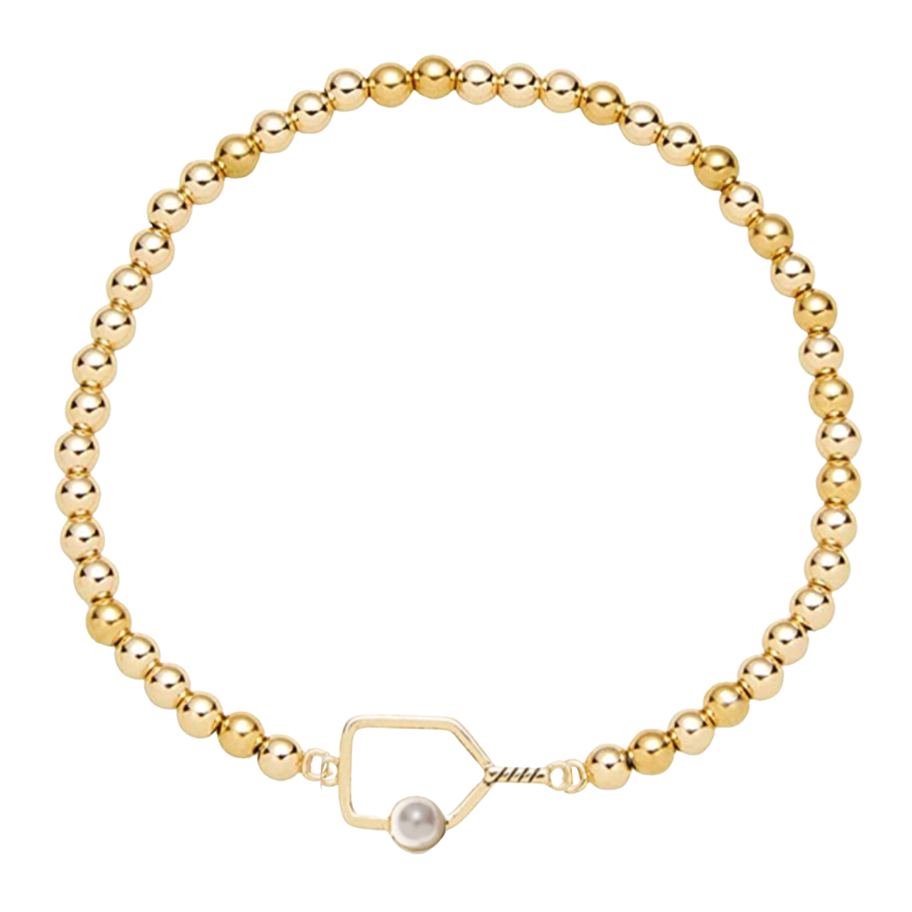 Born to Rally - Wholesale Armband met kralen - Pickleball Parelkleurige stretcharmband met kralen0