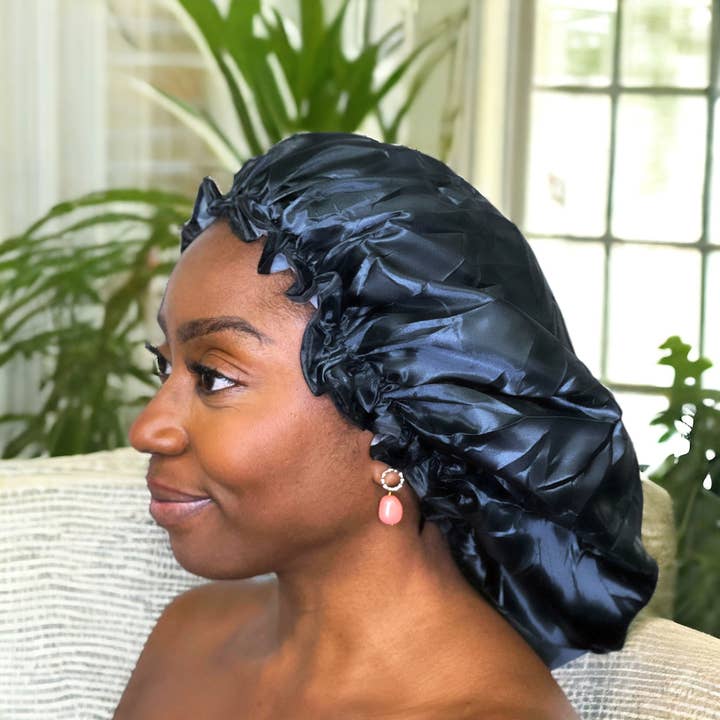 AfricanFabs - Wholesale Showercap - XXL Extra Large Shower cap for braids / dreadlocks / rasta / dreads bathing cap for bath - Black