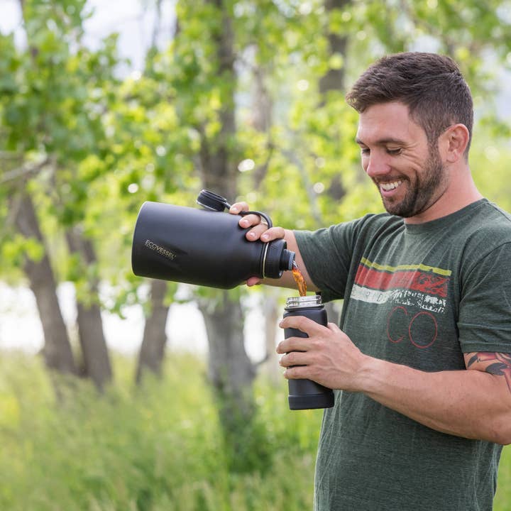 EcoVessel - Wholesale Water Bottle - Boss Growler 64oz Black Shadow Insulated Bottle: Custom
