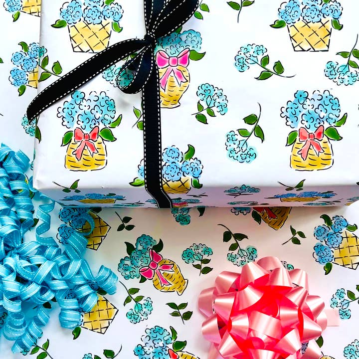 Little Desk Drawer - Wholesale Flat Wrap - Hi Hydrangea! Flat Wrap Sheet / Hydrangea Wrapping Paper 0