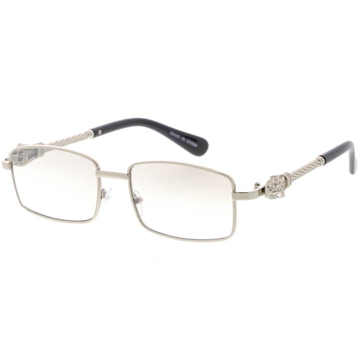 SPARE-SPECS, LLC - Wholesale Sunglasses - Unisex - Bold Retro Jaguar Metal Plated Detail Square Sunglasses D2474