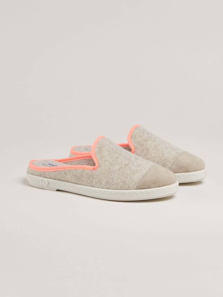 Women's wool mule, beige fluorescent pink for wholesale by Angarde