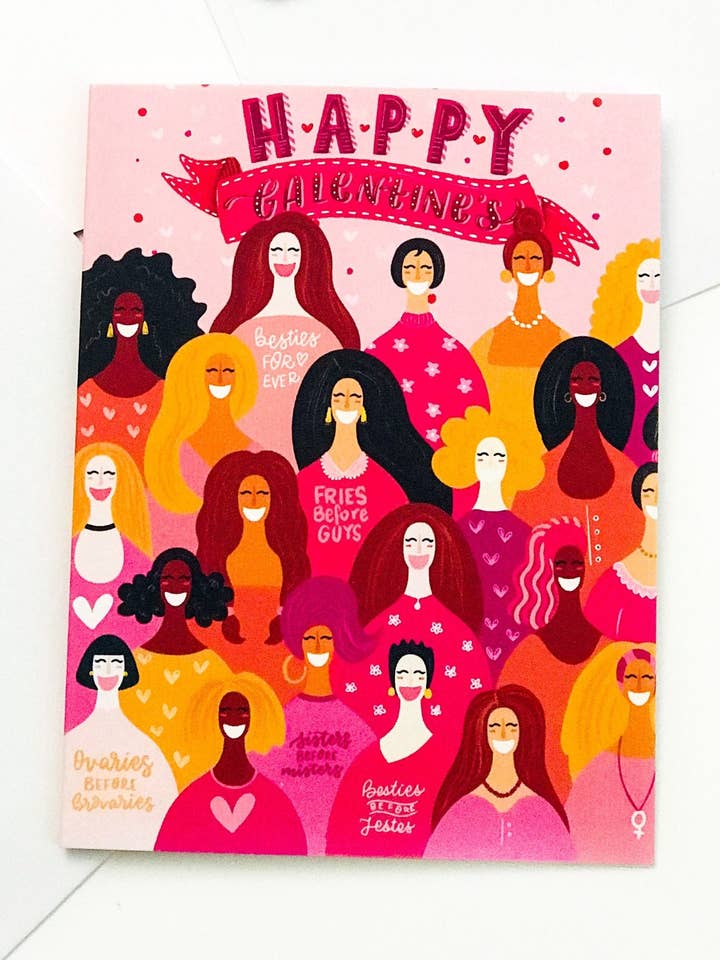 Glad Galentines dag Notecard | FOLDET Note-kort med konvolut for engroshandel hos Artful Geet Creations