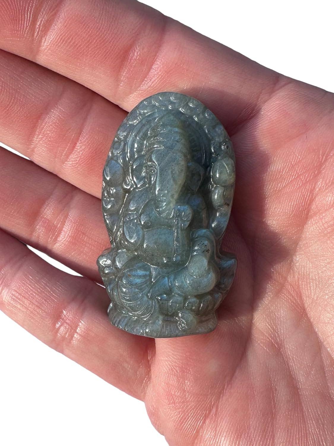 Doc Willard’s - Wholesale Spiritual Stone/Crystal - Labradorite Ganesha Stone Carving, 2 inches - Gift Set1