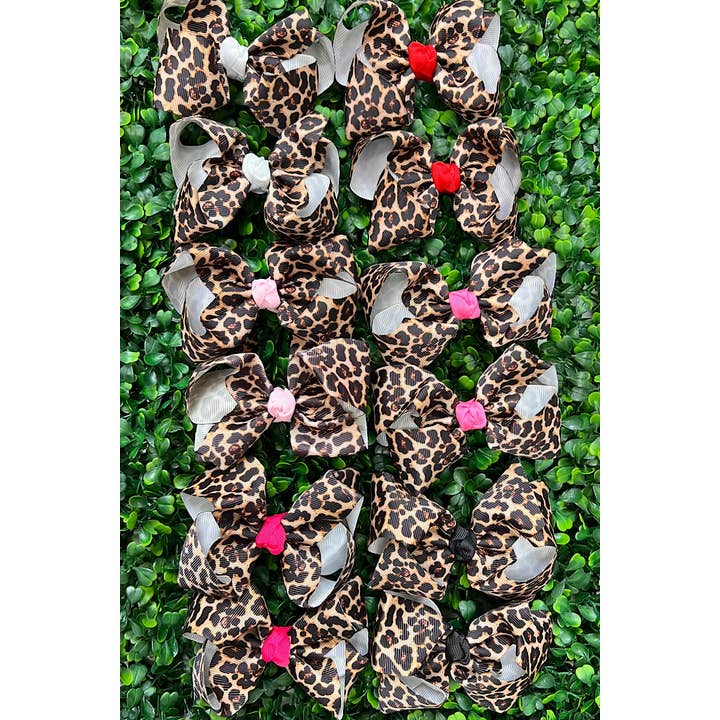 Kids Charm Online - Wholesale Hair Bow - Kids - 12PCS JAGUAR PRINTED HAIR BOWS. 4"MULTI COLOR. BW-DSG-JA1