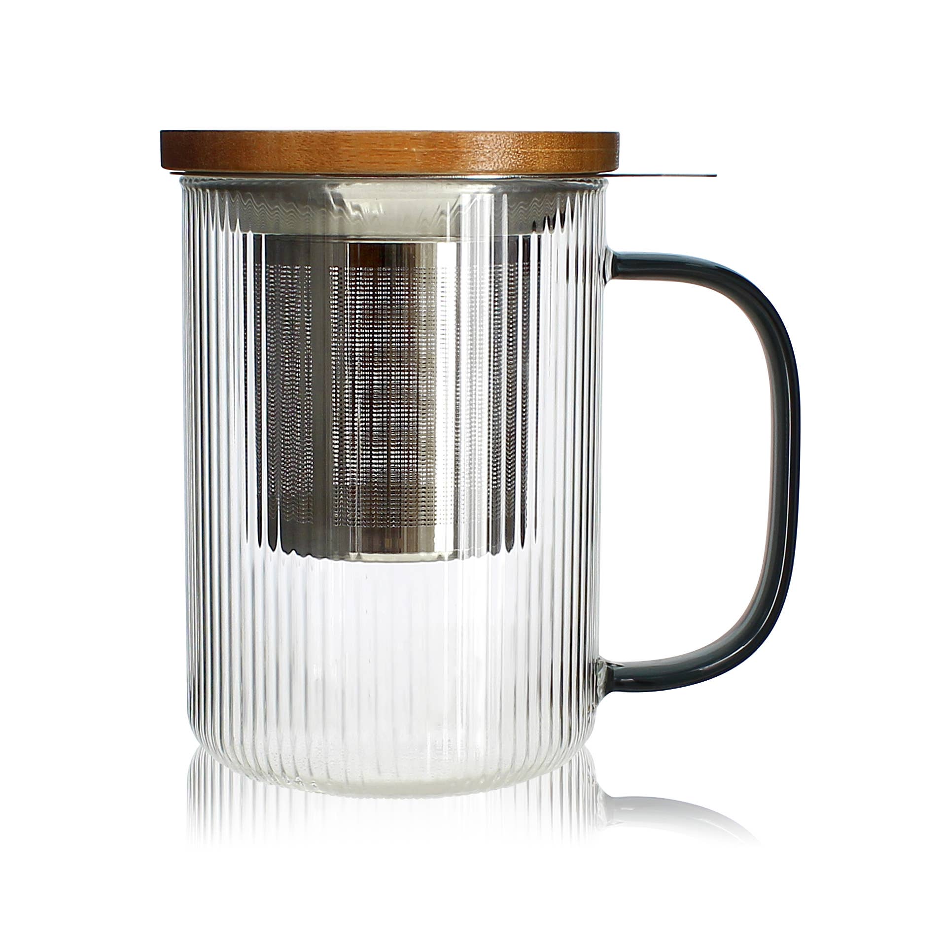 Ogo living - Wholesale Coffee/Tea Cup - Karl tea pot 475ml borosilicate glass with graphite handle0