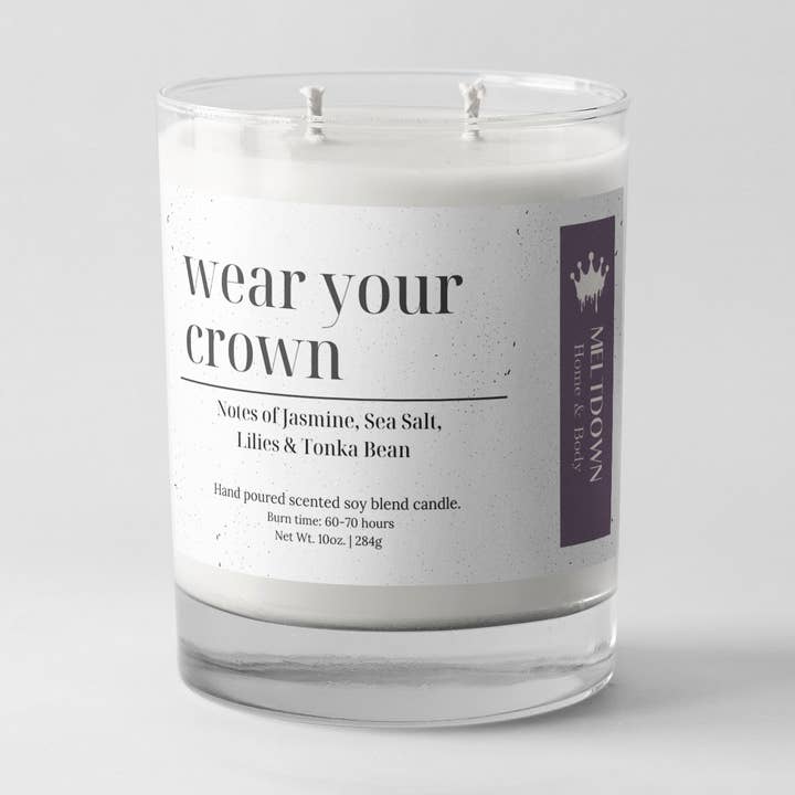 WEAR YOUR CROWN 10oz. Candle for wholesale by MELTDOWN Home & Body