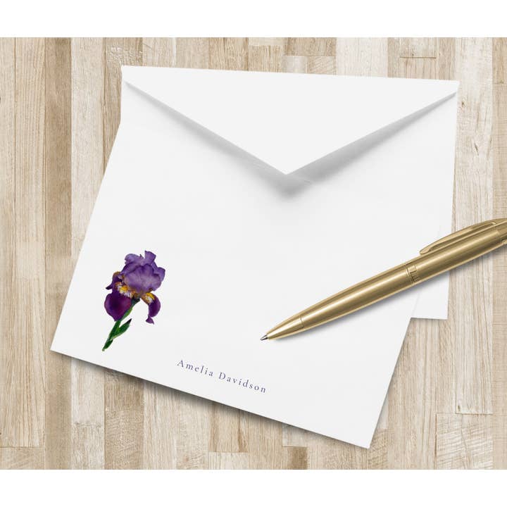 The Winsome Life Stationery - Wholesale Stationery/Notecard Set - Personalized Iris Flower Stationery / Stationary Set4