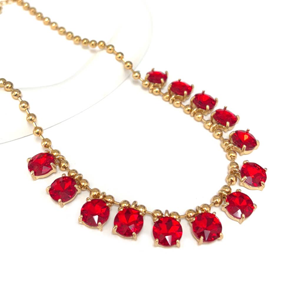 StarryNYC - Wholesale Beaded/Pearl Necklace - Crystal Glass Bead Dangle Station Ball Beaded Chain Necklace8