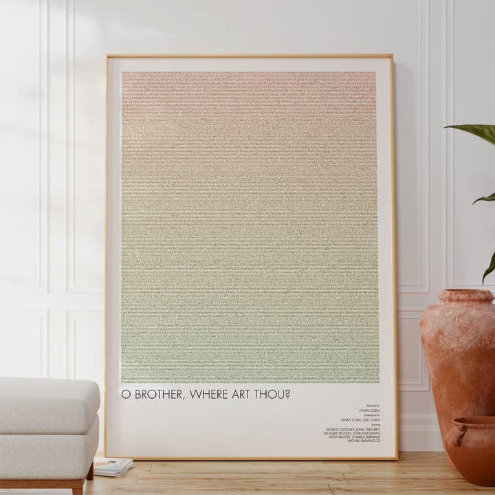 Poster d'arte tipografica O fratello, dove sei per la vendita all'ingrosso da parte di Fade Out Prints