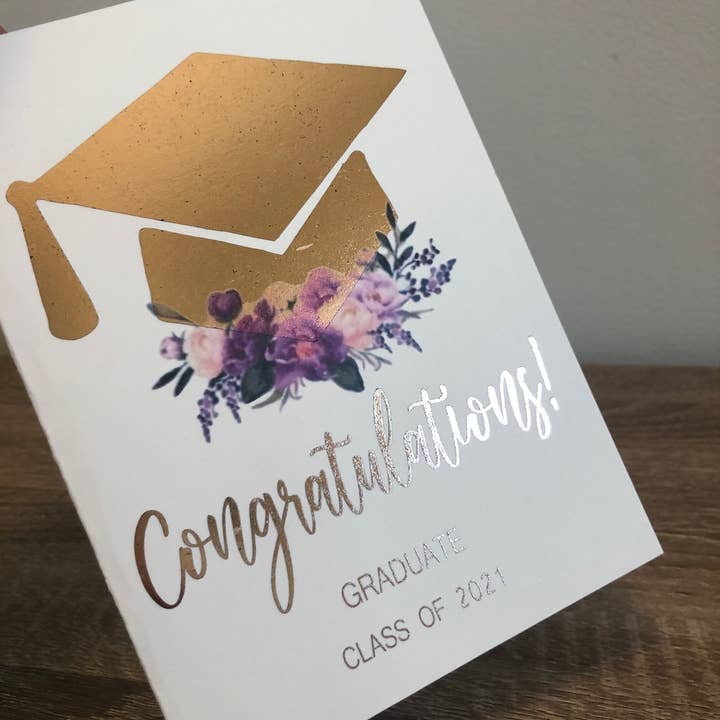 D. Johnson & Co Greetings - Wholesale Graduation Card - Floral Cap Grad Card1