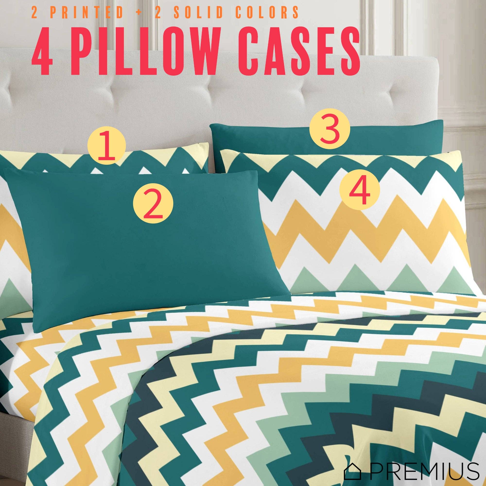 ShopBobbys - Wholesale Sheet Set - PREMIUS Montego Soft Wrinkle-Free Microfiber Sheet Set, Green-Yellow3