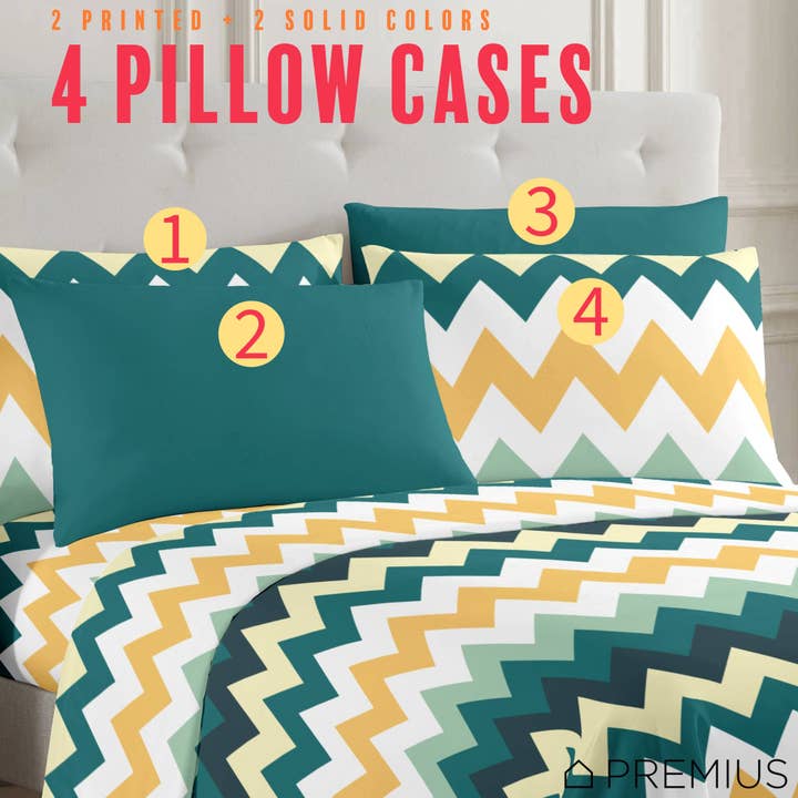 ShopBobbys - Vendita all'ingrosso Set di lenzuola - Set di lenzuola in microfibra Premius Montego Soft senza pieghe, verde-giallo3