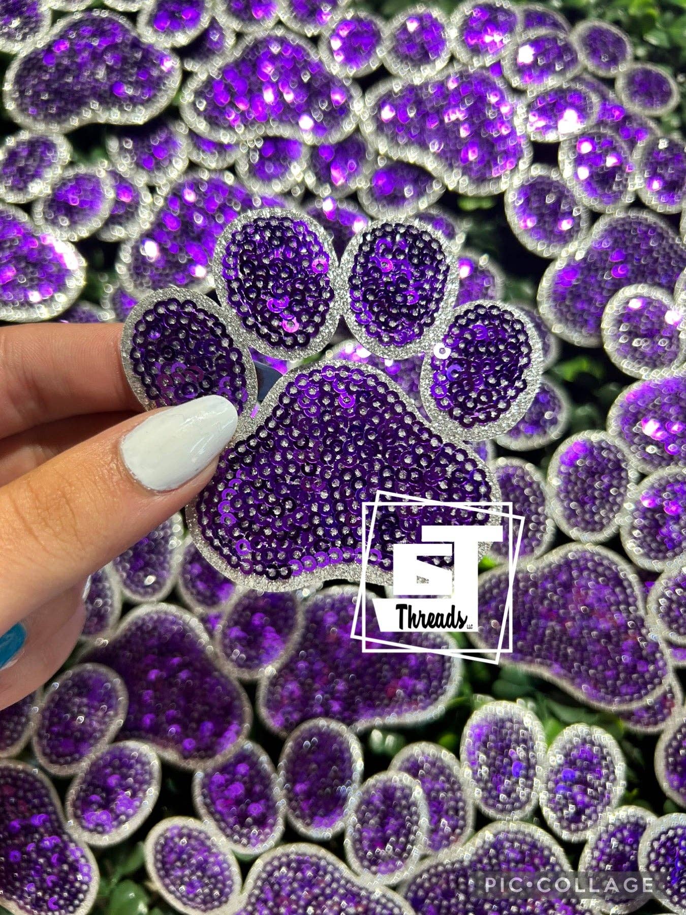 6j Threads LLC - Wholesale Patch - Sequin Paw Print Cap Patches5