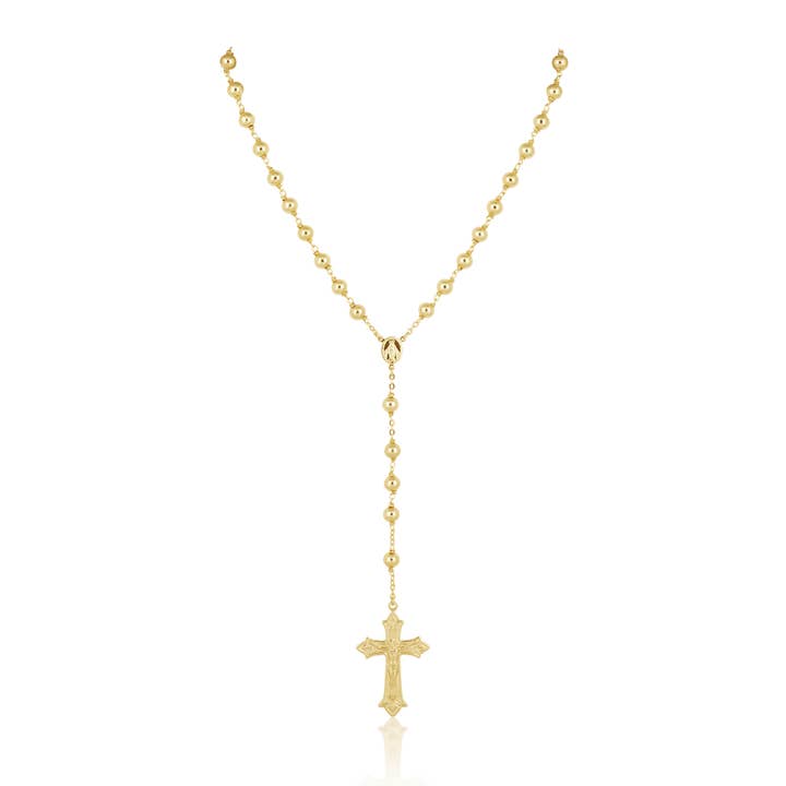 Rosaire doré Lariat pour la vente par Sahira Jewelry Design