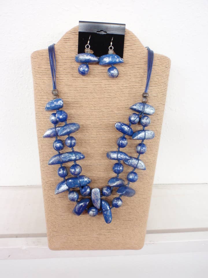 4 STRANDS BLUE WAX CORD WITH TWO STRANDS BLUE WITH SILVER IR for wholesale by International Duru's