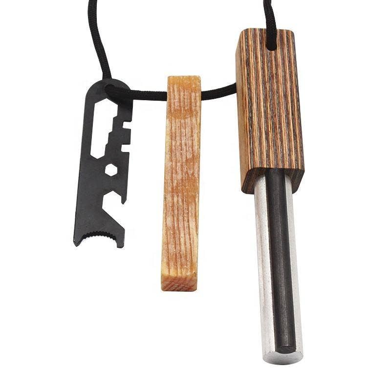 VIGOR - Vente Outil de bricolage - Accessoires de survie - Allume-feu en ferrocerium avec manche en bois résistant et étanche4