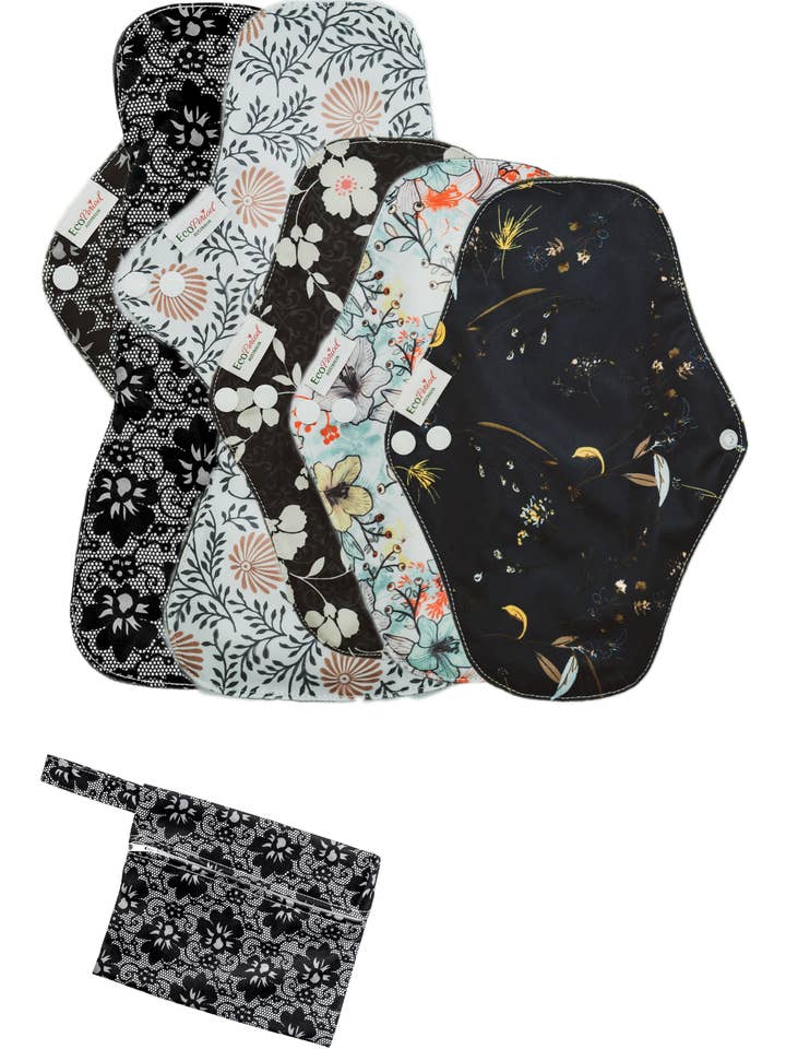 Eco Period - Wholesale Period underwear – Women’s - Eco Pad Heavy Flow pack (2 Large, 3 Regular + Wet Bag)9