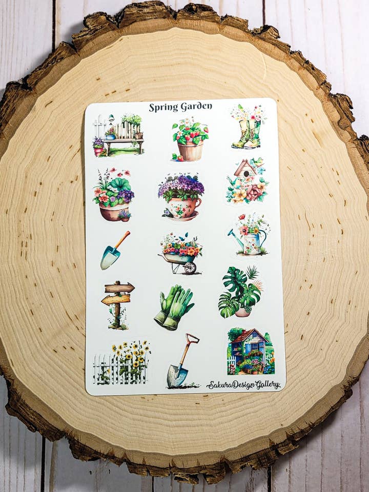 Spring Garden Sticker Sheet – Planner & Scrapbook Stickers for wholesale by Sakura Design Gallery