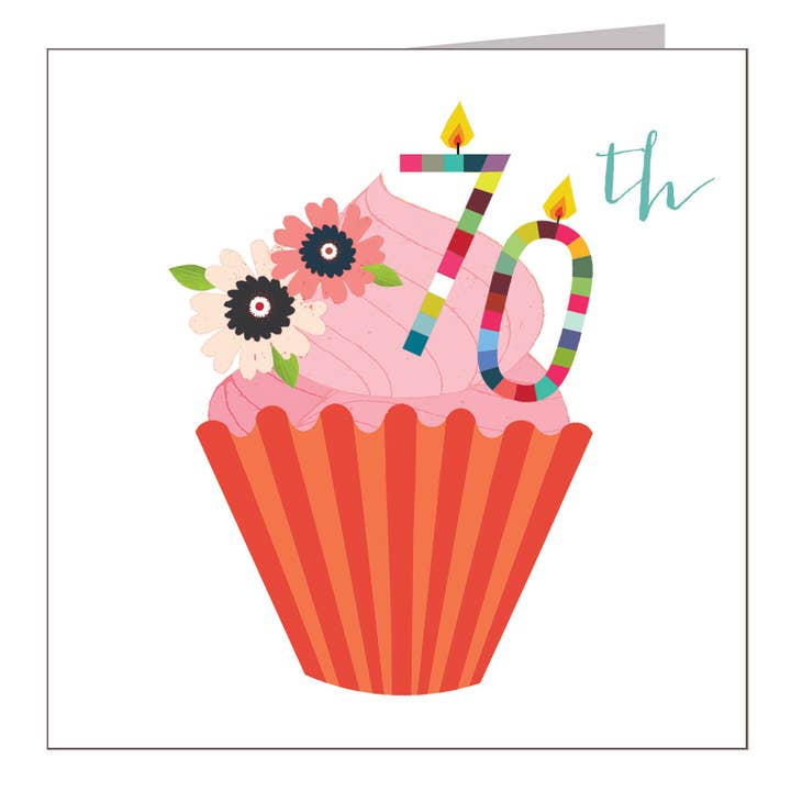 Biglietto di Auguri per il 70° Compleanno Cupcake CC70 per la vendita all'ingrosso da parte di Kali Stileman Publishing
