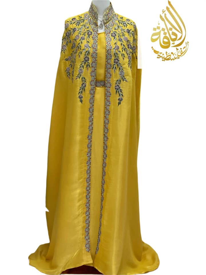 Layale Fancy Kasab Kaftan for wholesale by Palestinian Elegance
