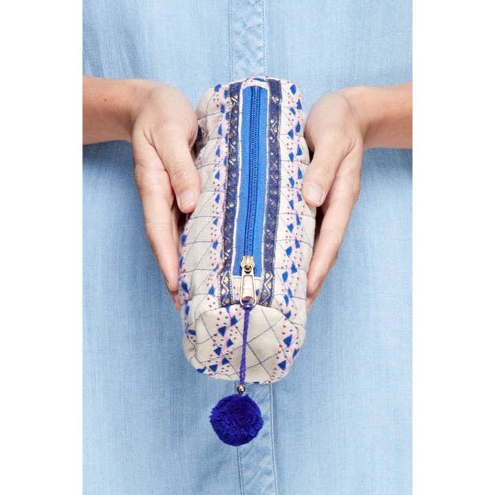 Blue Multi Patterned Cosmetic Pouch for wholesale on Faire