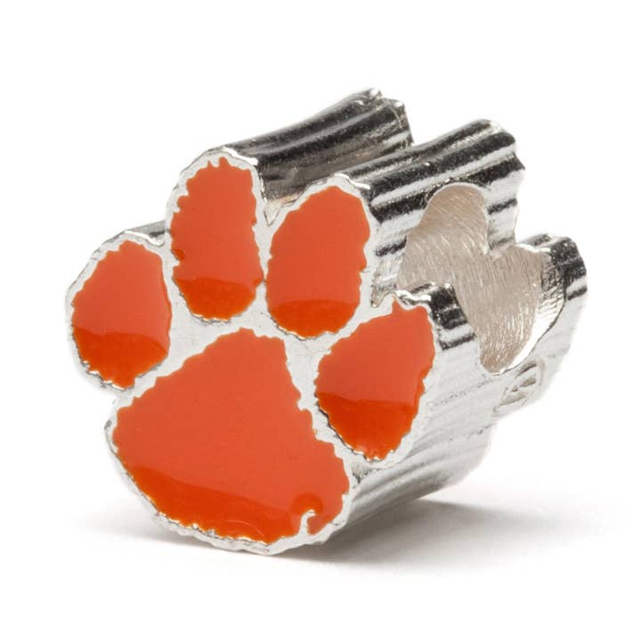 Clemson Bead Charm - Orange Paw-Shaped for wholesale by Stone Armory