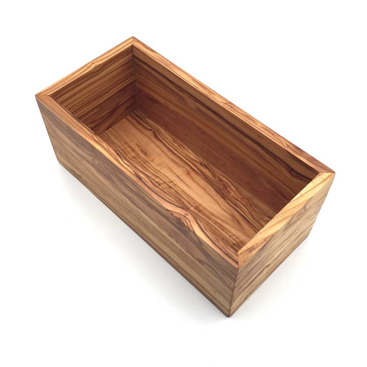 medina mood - Vente Bacs de rangement - récipient rectangulaire l. 25 cm panier conteneur en bois d'olivier